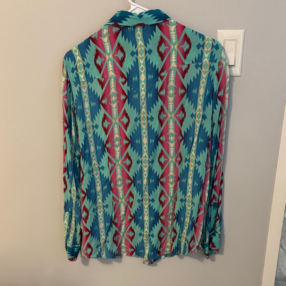 Wrangler Teal and Red Patterned Shirt - Picture 3 of 3